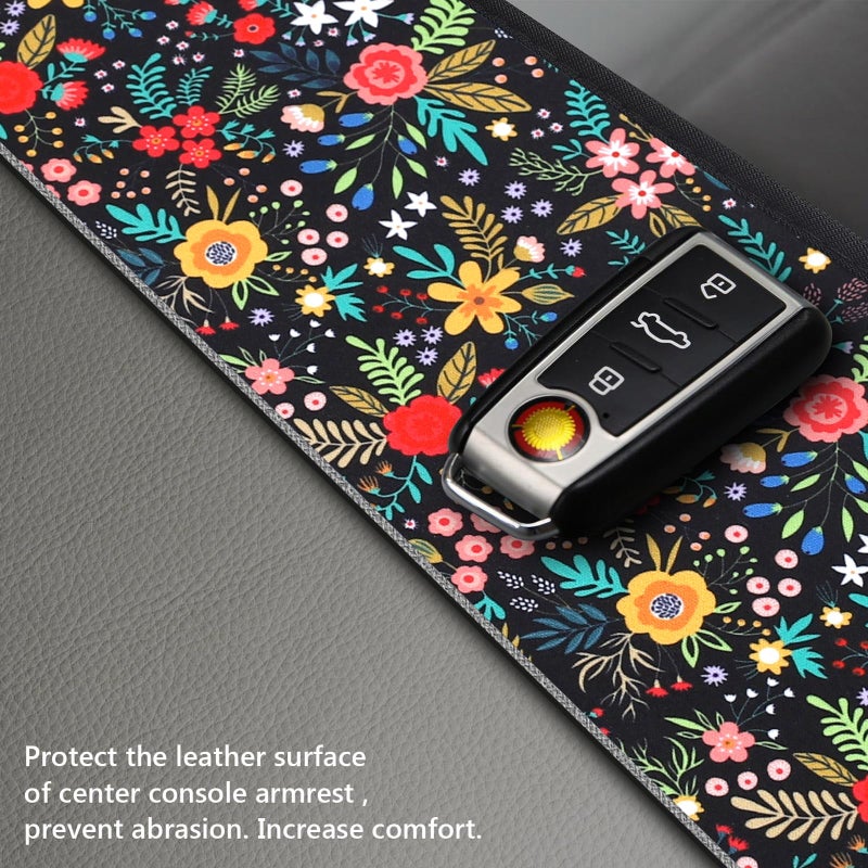 YR Vehicle Center Console Armrest Cover Pad, Universal Fit Soft Comfort Center Console Armrest Cushion for Car, Stylish Pattern Design Car Armrest Cover, Lotus - Image 5